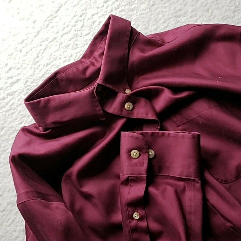 Lands' End Shirt Mens XL Red Solid Twill Long Sleeve Button-Down Pocket Casual